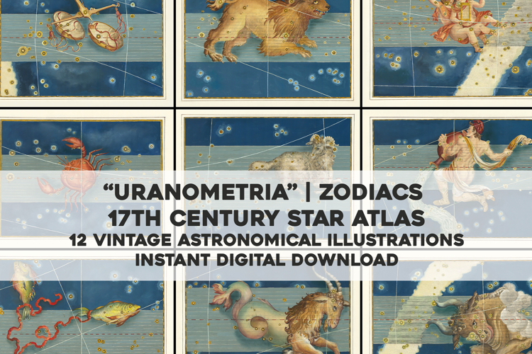 12 Vintage ZODIAC Artworks From An Old Celestial Atlas