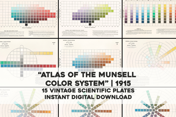 15 Vintage Color Charts High Resolution Image Bundle