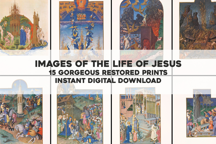 15 Images of the Life of Jesus Old Religious Artworks Bundle
