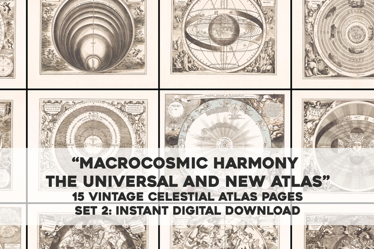 15 Vintage Celestial Atlas Black & White Artworks Set 2