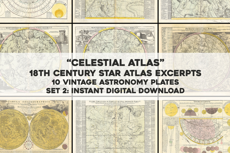 10 Vintage Celestial Atlas Astronomy Artworks Set 2
