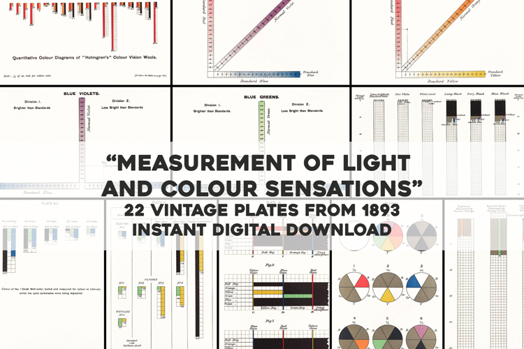22 Vintage Color Charts High Resolution Image Bundle