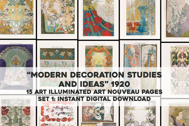 15 Art Nouveau Decorative Ornament Images Bundle Set 1