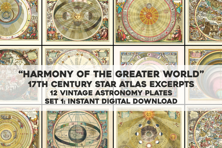 12 Vintage Star Atlas Astronomy Astrology Artworks Set 1