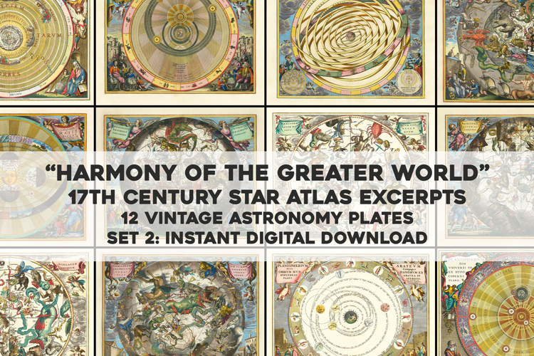 12 Vintage Star Atlas Astronomy Astrology Artworks Set 2