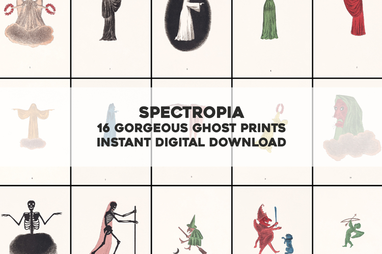 16 Spectral Figures Ghost Spirit Prints from 1864