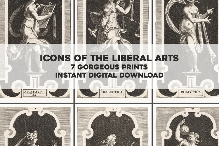 7 Icons of the Liberal Arts Classical Antique Prints Bundle