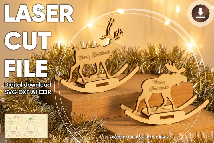 Christmas Deer and Elk - laser cut file, SVG DXF plans