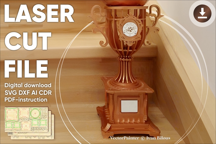 Trophy Cup - Laser Cut File, 3d plywood project of Award