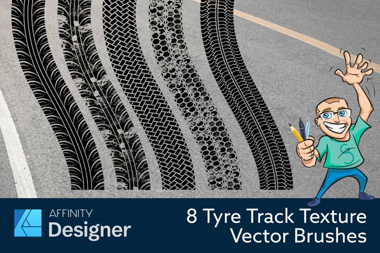 8 Tire Track Textures Vector Brushes for Affinity Designer