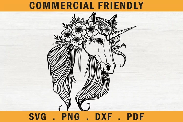 Floral crown unicorn svg,boho mystical unicorn face svg