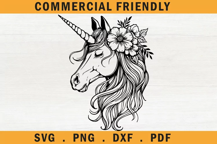 Floral crown unicorn svg,boho mystical unicorn face svg