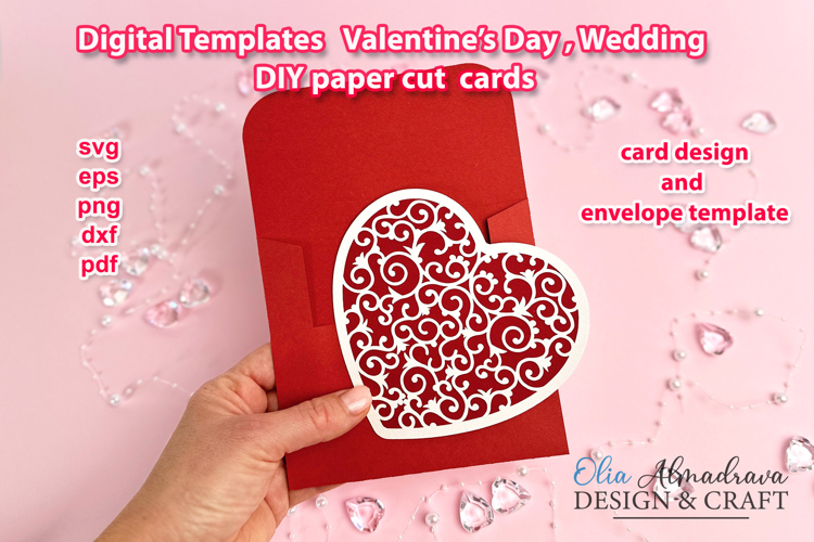 Valentine Day Card Svg| Love Heart card| Cricut Envelope