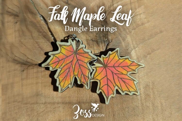 Maple Leaf Earrings Laser Cut SVG Design example image 1