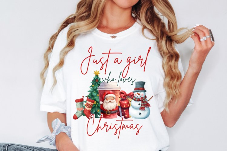 Just A Girl Who Loves Christmas Png Sublimation Design