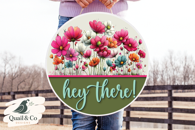 Wildflower Door Hanger PNG, Welcome Sign Sublimation