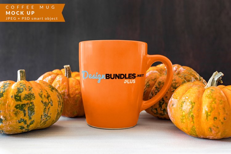 Coffee mug with pumpkins Mock up example image 1