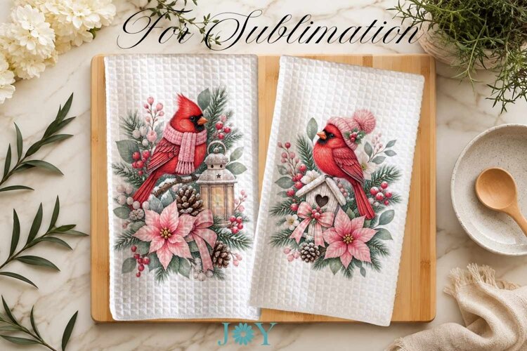 Christmas Kitchen Towel Sublimation Design PNG example image 1