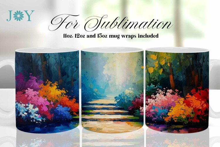 GARDEN MUG WRAP SUBLIMATION DESIGN, COFFEE MUG WRAP example image 1