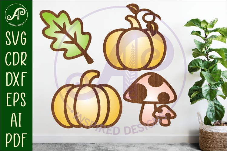 Fall shape two layer laser cut outs SVG file d2