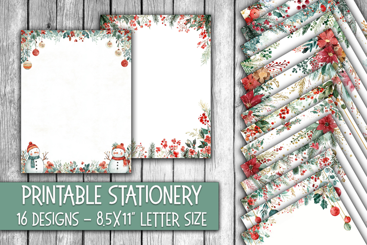 Christmas Stationery - Watercolor Christmas Digital Paper