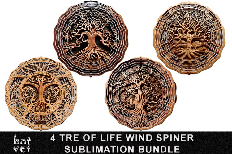 Tree of Life Wind Spinner Sublimation Bundle | Wood Design
