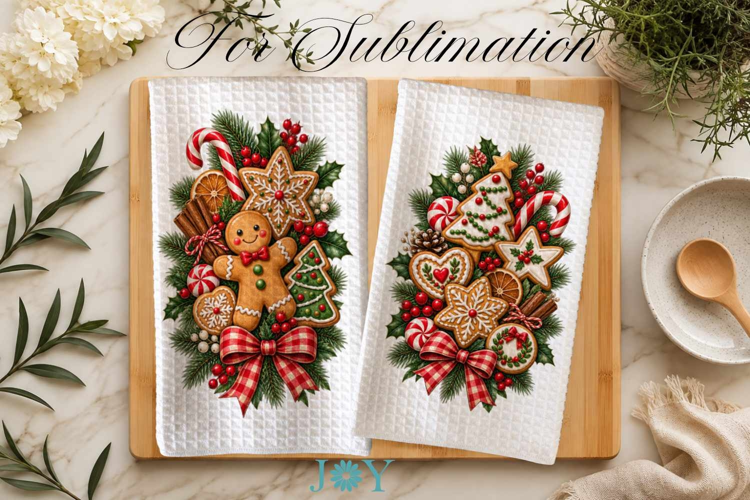 Christmas Kitchen Towel Sublimation Design PNG
