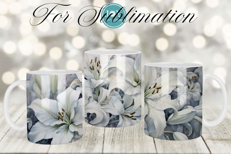 CLASSIC AND ELEGANT LILIES SUBLIMATION MUG DESIGN example image 1