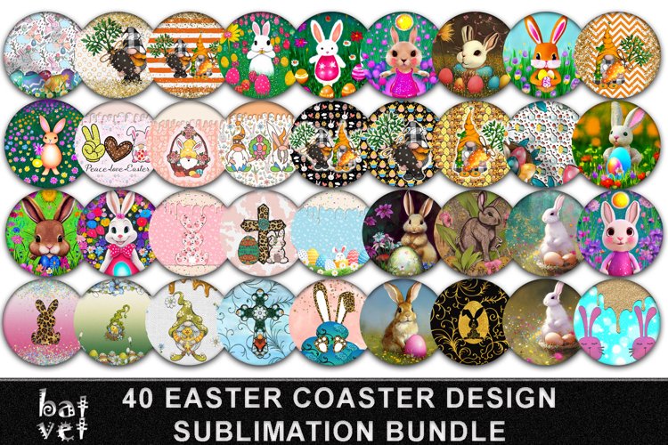 Easter Coaster Sublimation Big Bundle | Square Coaster PNG