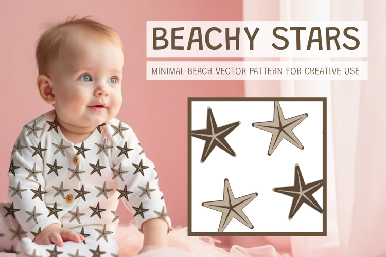 Minimal Beach Starfish Seamless Pattern