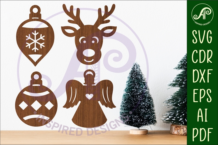 Christmas shape silhouette laser cut outs SVG file 2