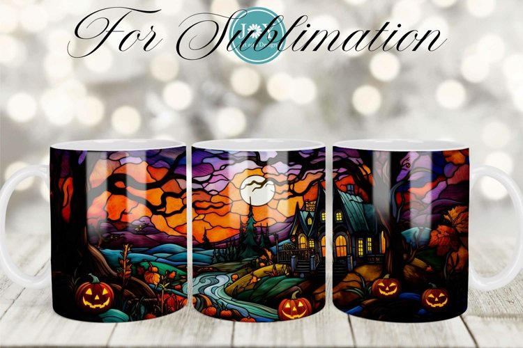 HALLOWEEN MUG SUBLIMATION DESIGN, COFFEE MUG WRAP