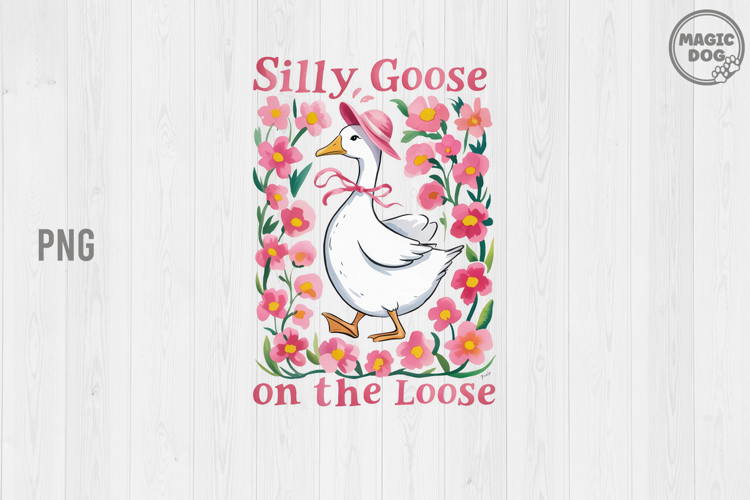 illy Goose On The Loose PNG|Boho Floral Goose Baby Shower example image 1