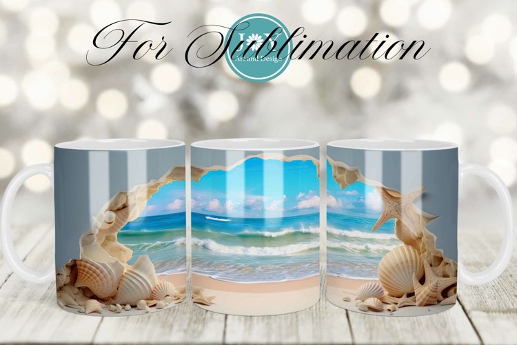 SEA COFFEE MUG WRAP SUBLIMATION DESIGN