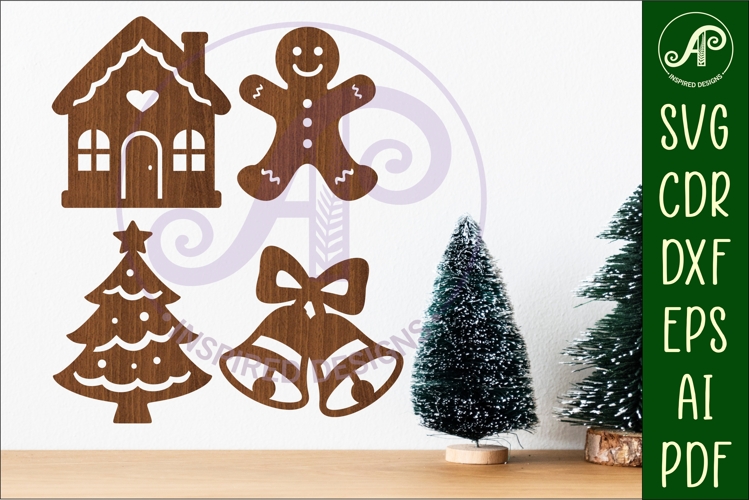 Christmas shape silhouette laser cut outs SVG file 4