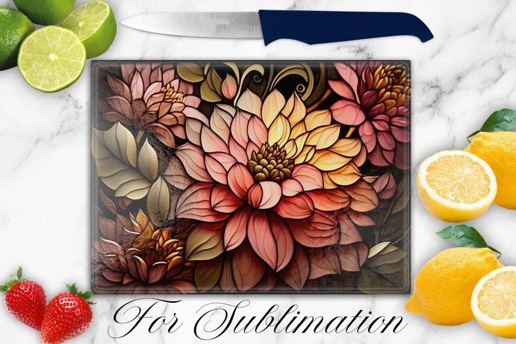 FLOWERS STAINED GLASS CUTTING BOARD DESIGN