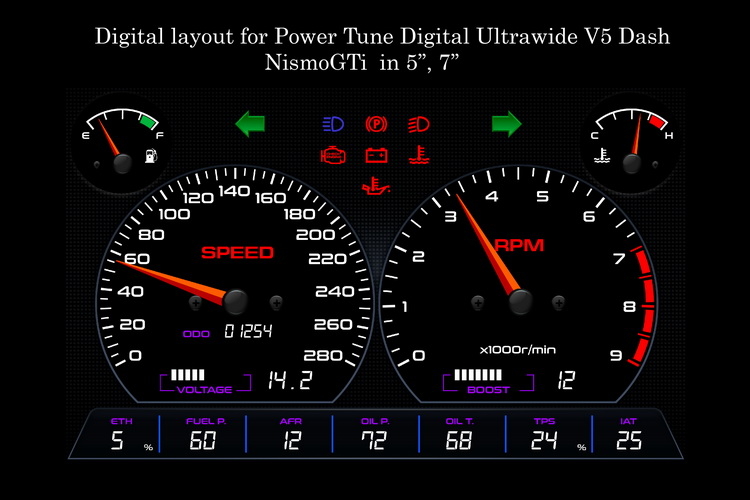 Digital Layout for Power Tune Digital Ultrawide V5 Dash