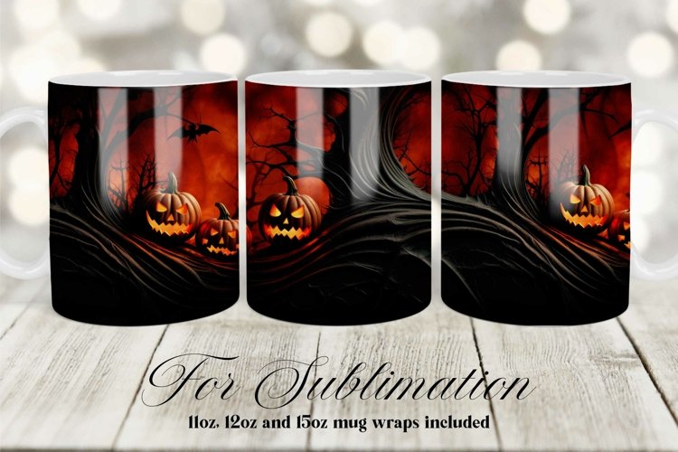 HALLOWEEN MUG SUBLIMATION DESIGN, COFFEE MUG WRAP
