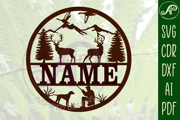Hunting name sign svg laser cut template