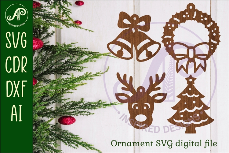 Christmas shape ornaments laser cut outs SVG file 3