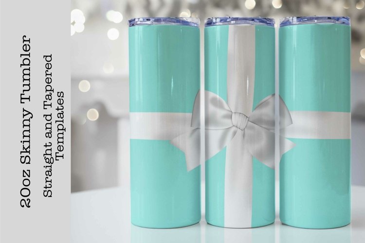 WHITE BOW TEAL TUMBLER WRAP SUBLIMATION DESIGN