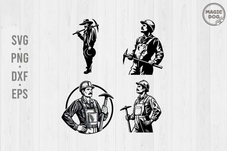 Miner|Gold Miner|Gold Rush|Gold Mining|Prospector|Silhouette example image 1