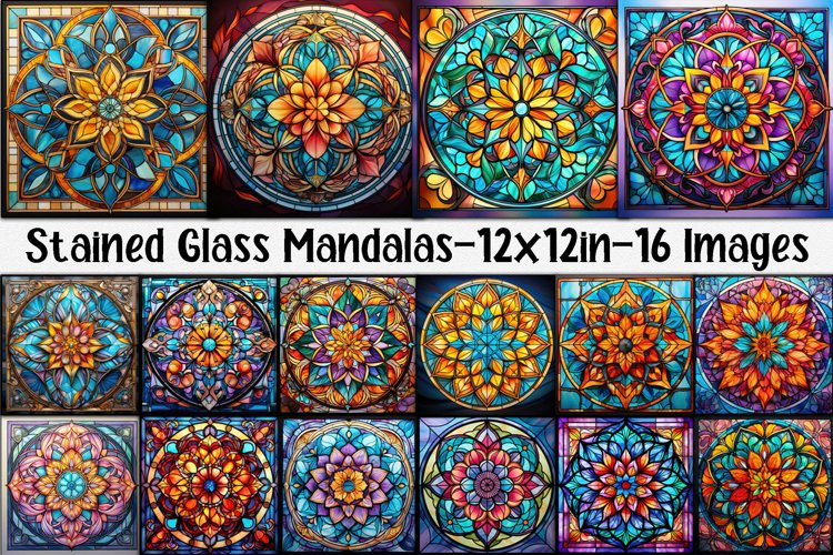 Stained Glass Mandalas Digital Papers example image 1