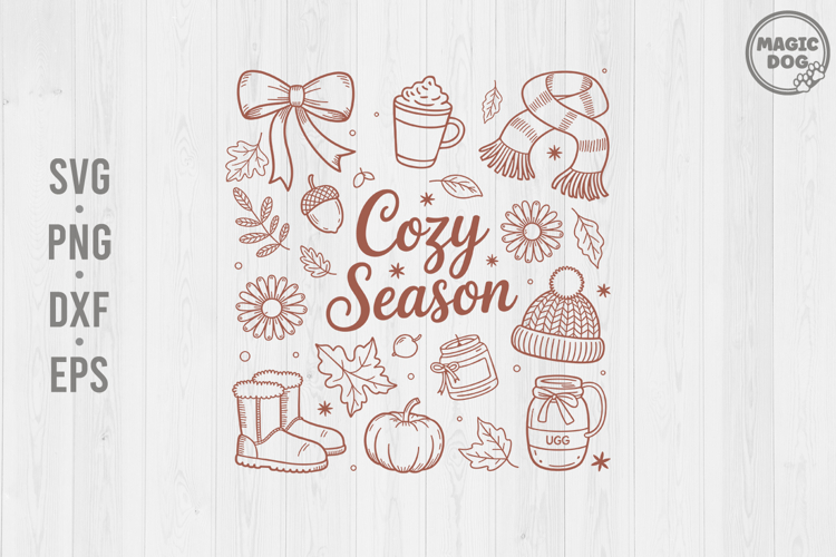 Cozy Season Fall Vibes|Autumn Season|Coquette Fall Vibes SVG example image 1