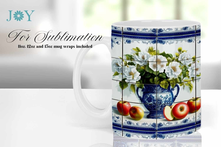 Blossom Apples Mug Wrap Sublimation Design
