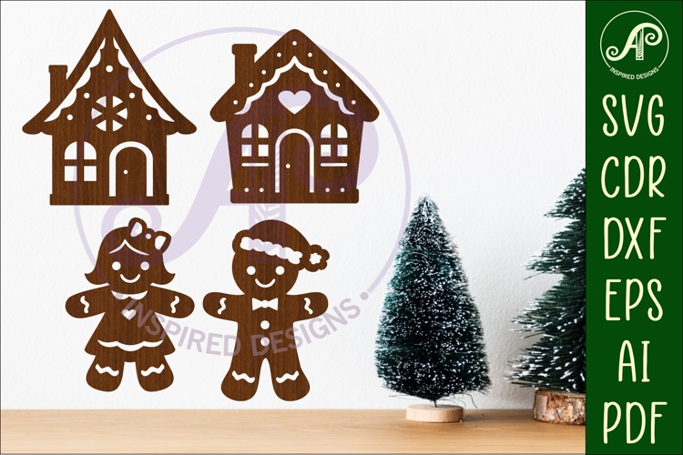 Gingerbread shape silhouette Christmas laser cut