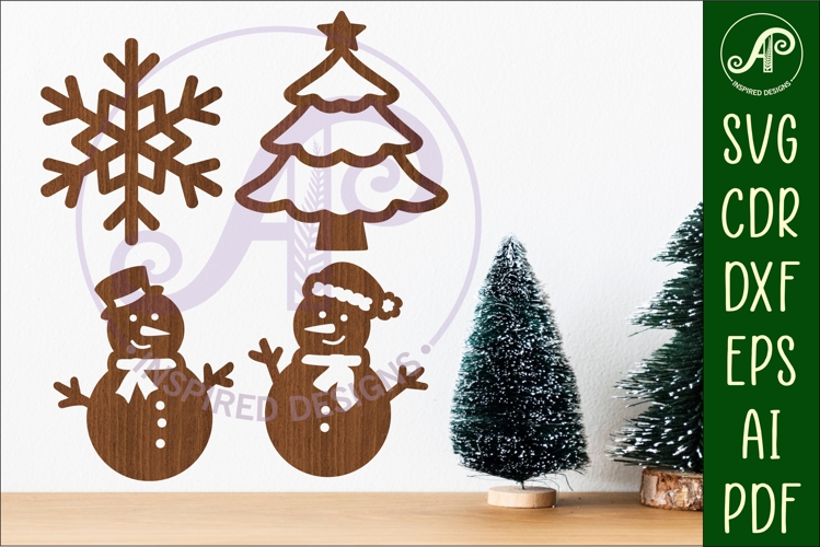 Christmas shape silhouette laser cut outs SVG file 3