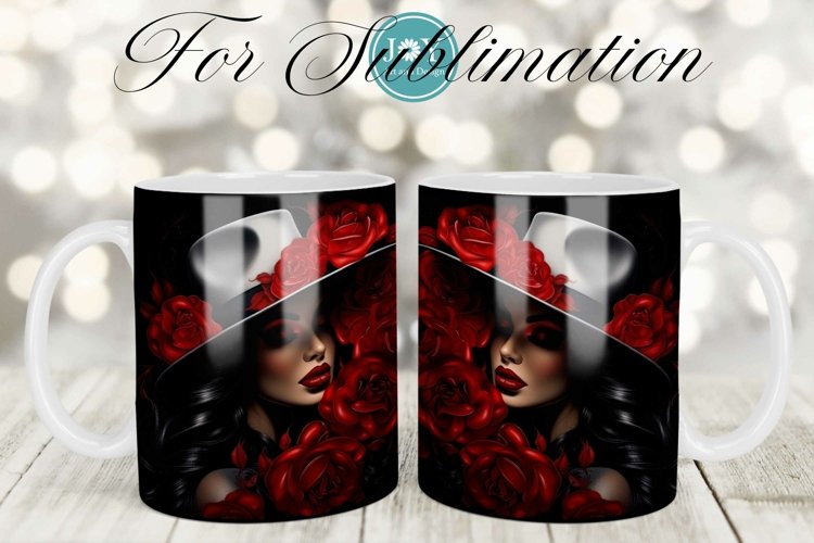 GIRL COFFEE MUG WRAP SUBLIMATION DESIGN