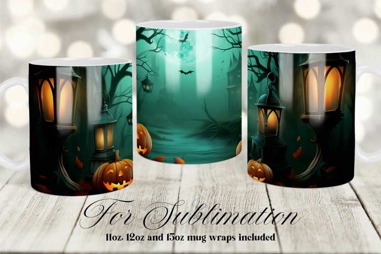 HALLOWEEN MUG SUBLIMATION DESIGN, COFFEE MUG WRAP