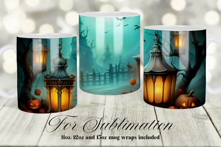 HALLOWEEN MUG SUBLIMATION DESIGN, COFFEE MUG WRAP